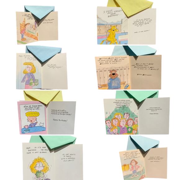 41 New Funny Vintage Characters Birthday Getting Older Greeting Cards Envelopes - Picture 1 of 9
